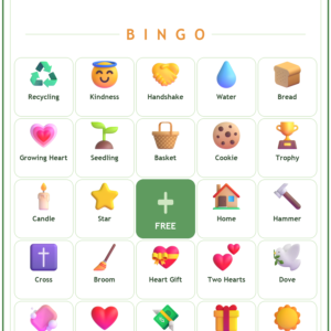 Servants Heart Volunteer Bingo, 60 Printable Bingo Cards, Christian Servants Heart Volunteer Game, Sunday School & Church Activity