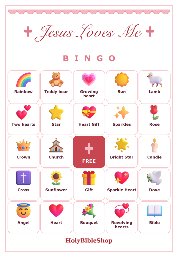 Jesus Loves Me Bingo, 60 Printable Bingo Cards, Christian Jesus Loves Me Game, Sunday School & Church Activity, Instant Download