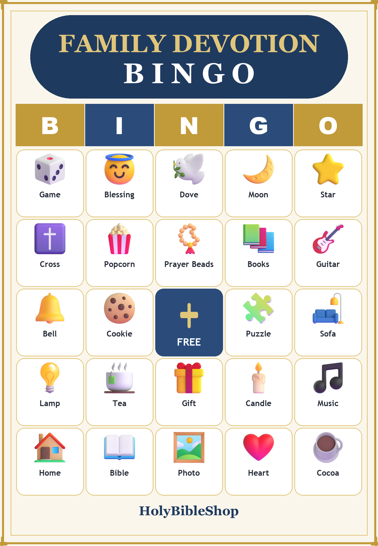 Family Devotion Night Bingo, 60 Printable Bingo Cards, Christian Family Devotion Night Game, Sunday School & Church Activity