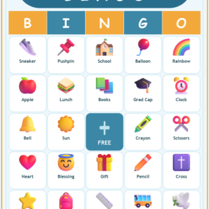 First Day Blessings Bingo, 60 Printable Bingo Cards, Christian Day Game, Sunday School & Church Activity, Instant Download