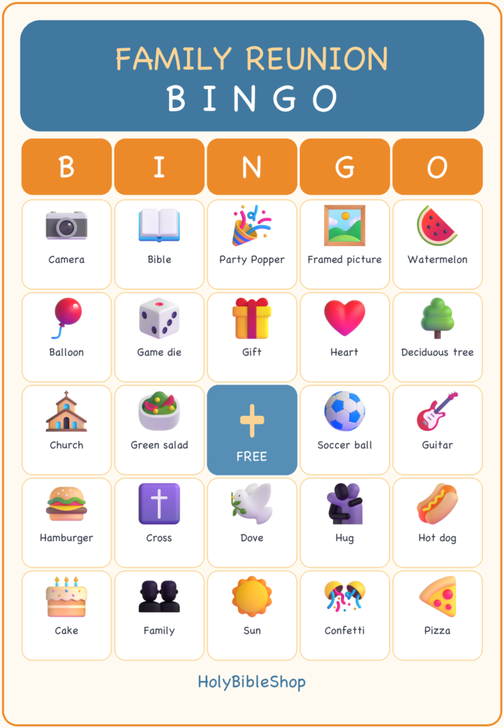 Family Reunion Blessings Bingo, 60 Printable Bingo Cards, Christian Family Reunion Game, Sunday School & Church Activity, Instant Download