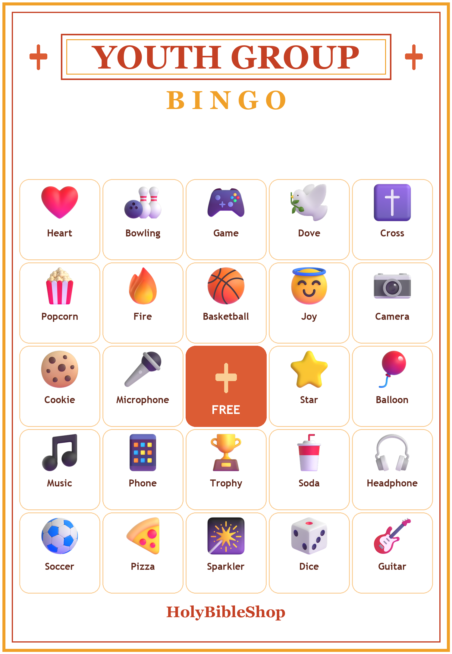Youth Group Night Bingo, 60 Printable Bingo Cards, Christian Youth Group Night Game, Sunday School & Church Activity, Instant Download