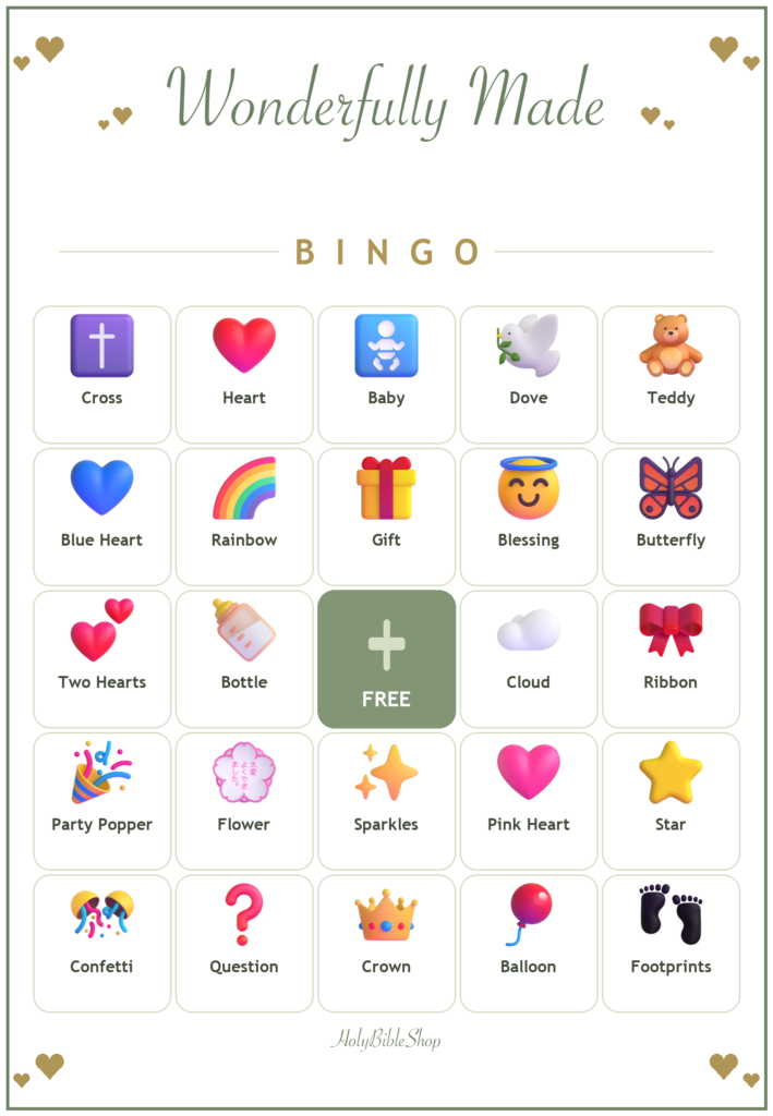Fearfully and Wonderfully Made Bingo, 60 Printable Bingo Cards, Christian Fearfully Wonderfully Made Game, Sunday School & Church Activity