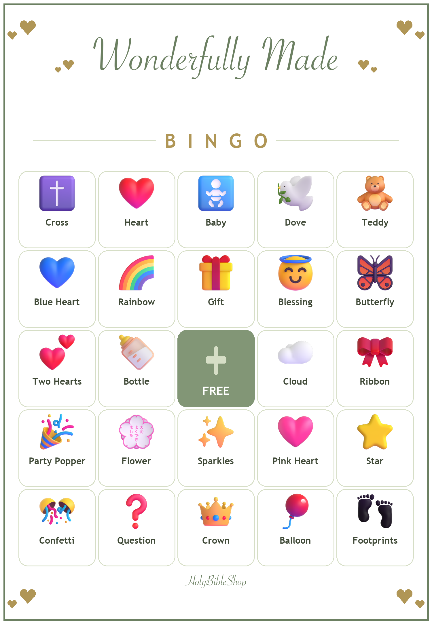 Fearfully and Wonderfully Made Bingo, 60 Printable Bingo Cards, Christian Fearfully Wonderfully Made Game, Sunday School & Church Activity