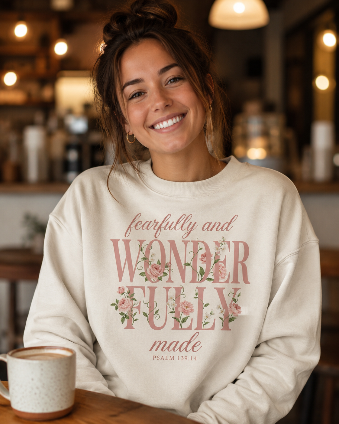 Fearfully and Wonderfully Made Sweatshirt, Floral Christian Crewneck, Psalm 139:14 Bible Verse, Faith Gift for Women - Image 2